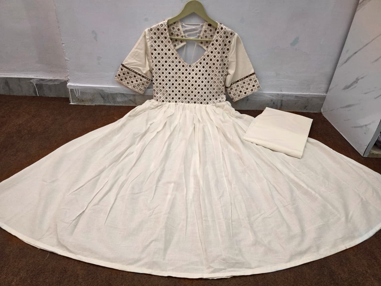 Hand-Embroidered Anarkali Kurta