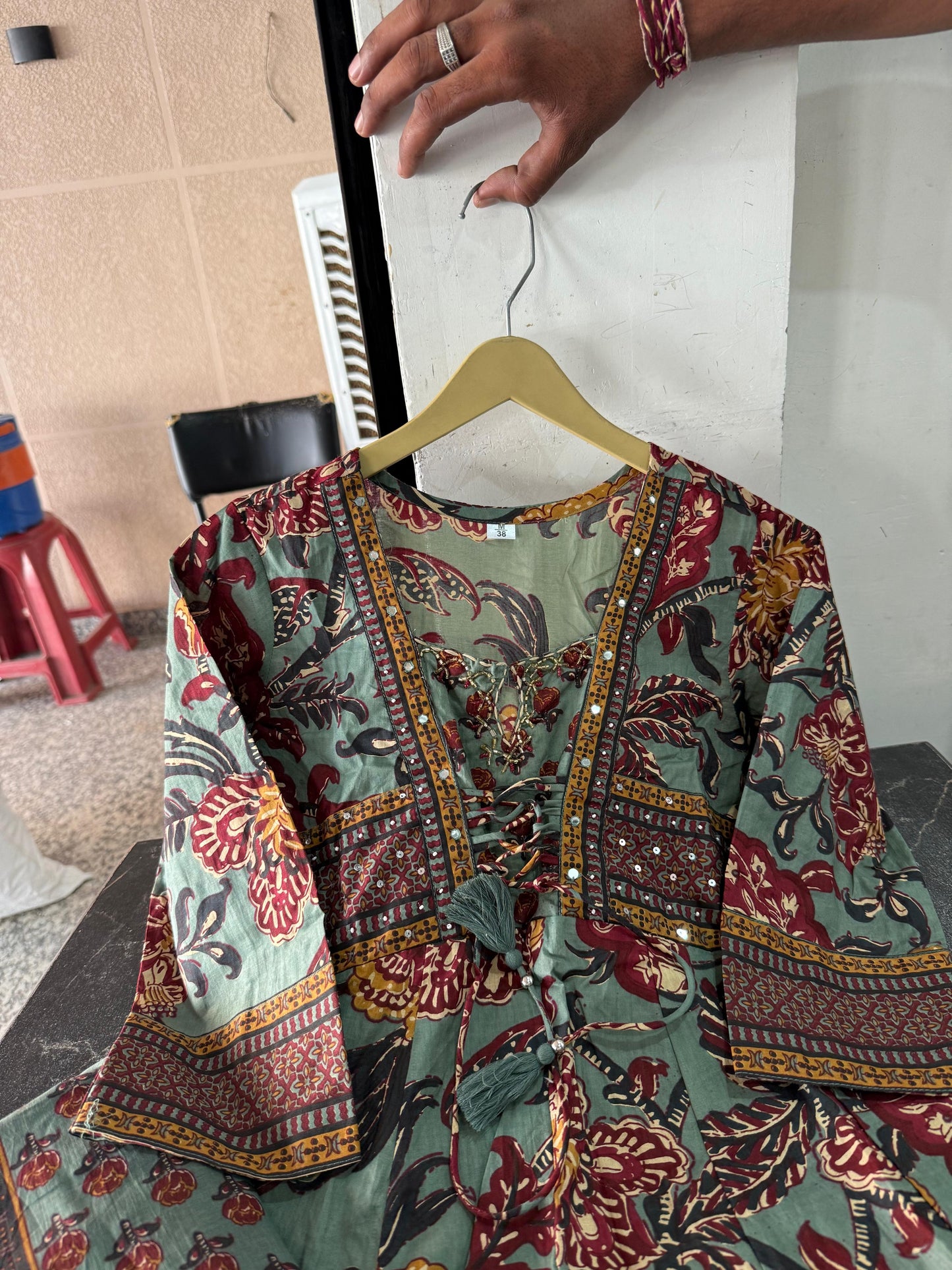 Women's Ethnic Hand-Embroidered Kurta Pant Dupatta Set