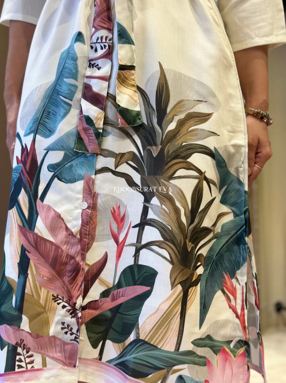 Tropical Print Shirt Dress