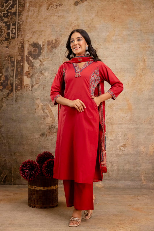 The 'Ruby' Red Kurta Set