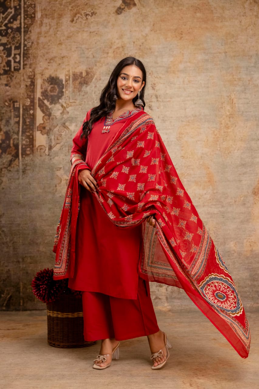 The 'Ruby' Red Kurta Set