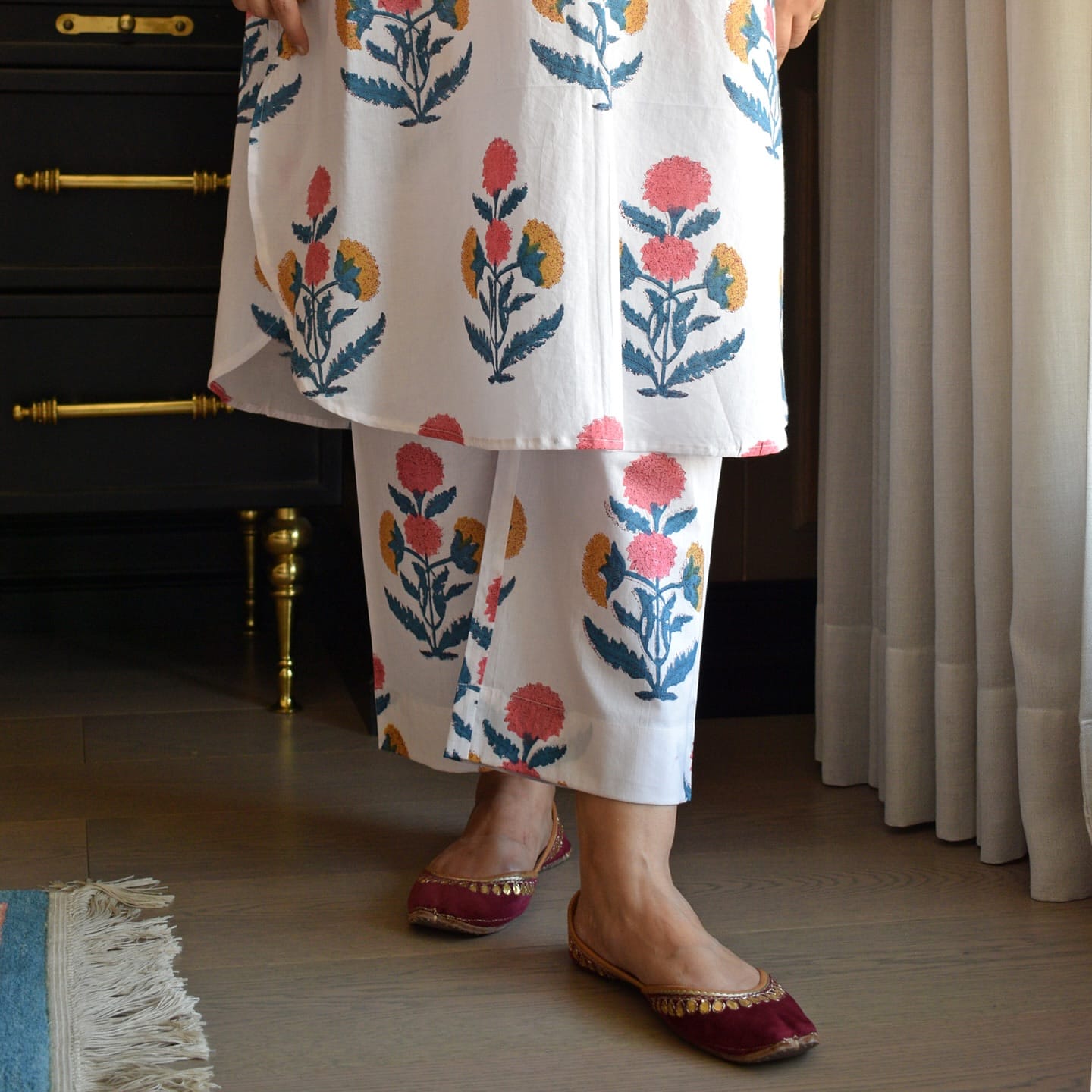 Hand-Block Printed Cotton Kurta Set