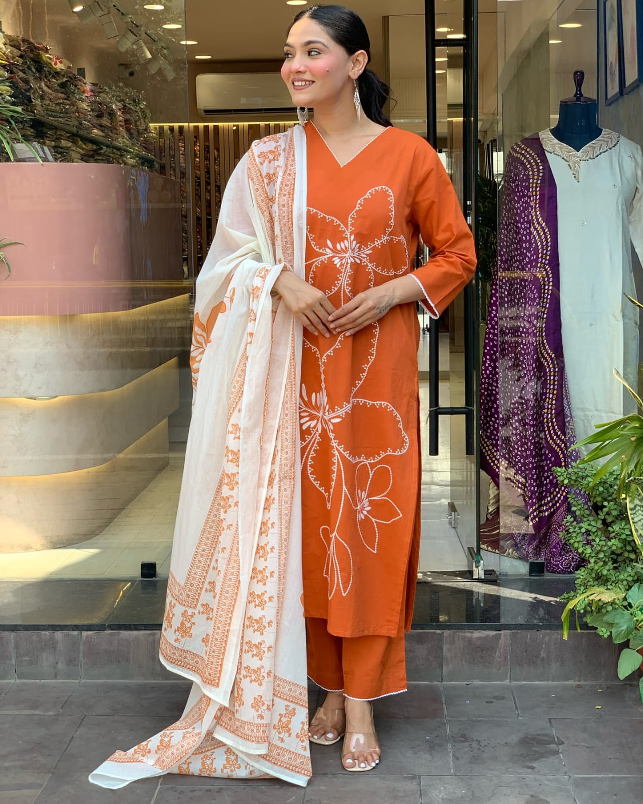 Elegance in Orange: The Floral Kurta Set