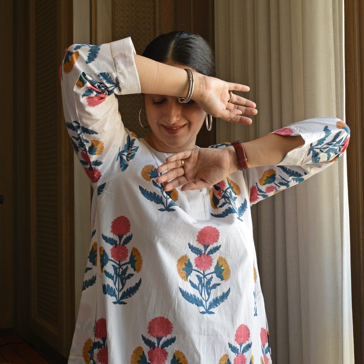 Hand-Block Printed Cotton Kurta Set