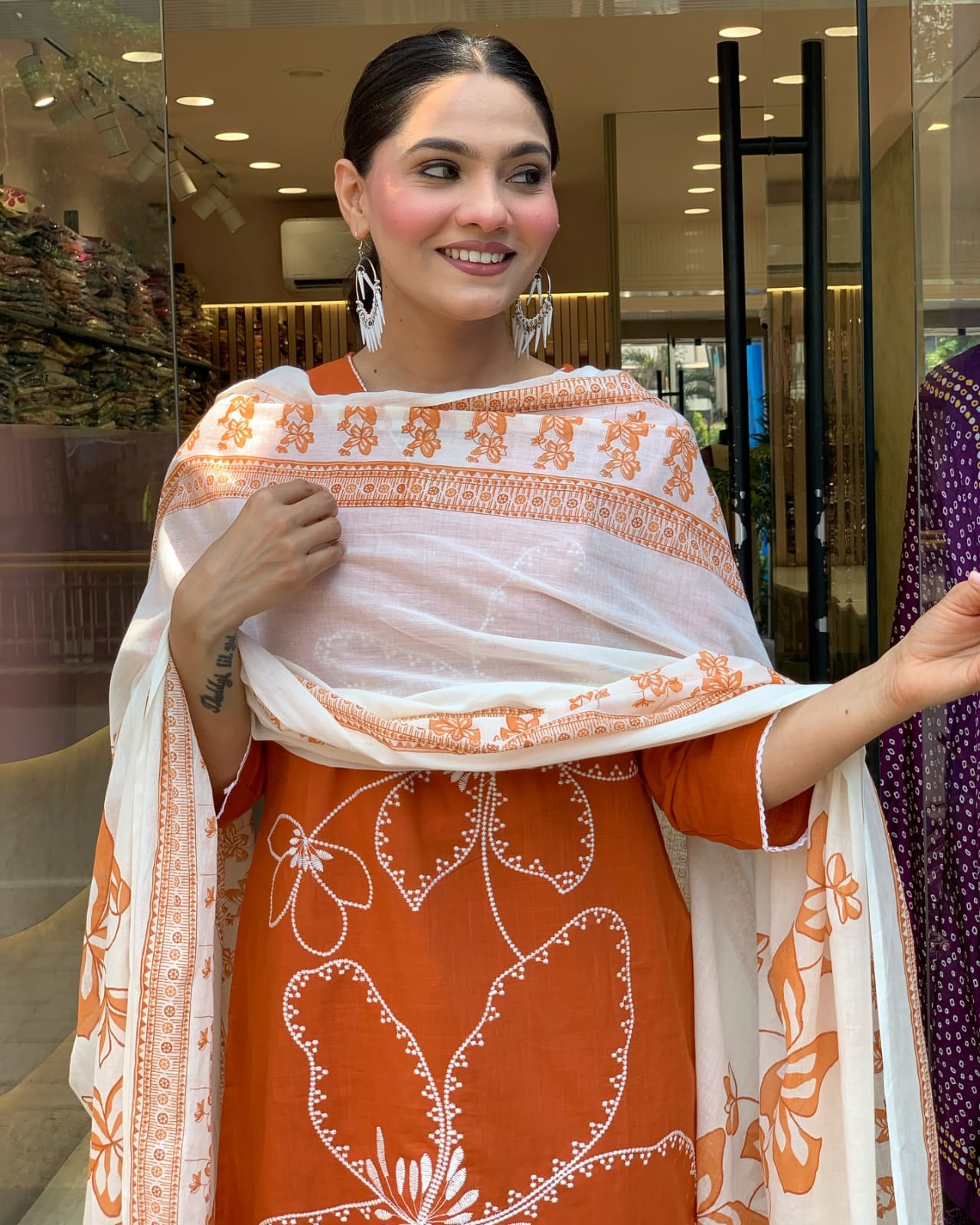Elegance in Orange: The Floral Kurta Set
