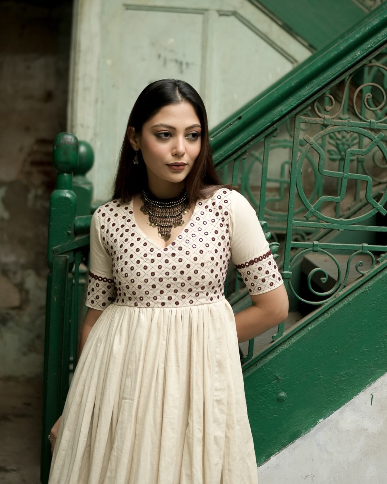 Hand-Embroidered Anarkali Kurta