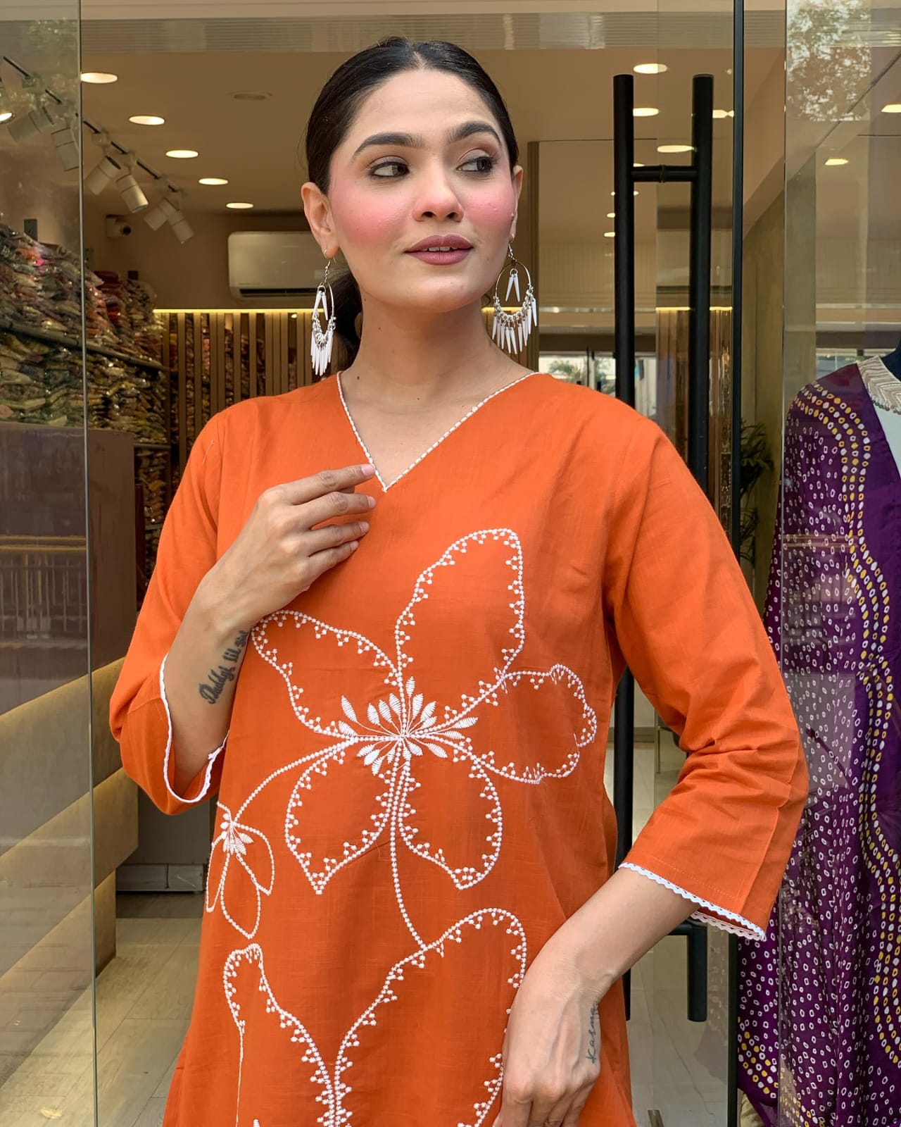 Elegance in Orange: The Floral Kurta Set