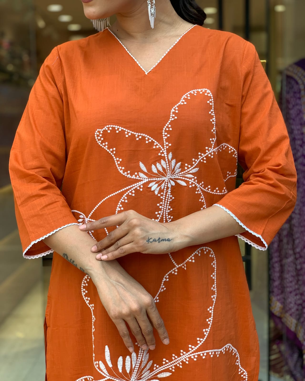 Elegance in Orange: The Floral Kurta Set
