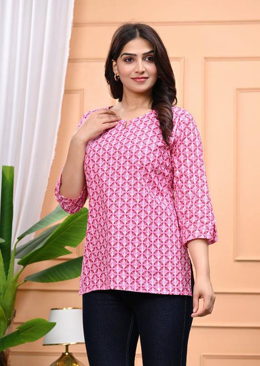 Women's Stylish Printed Top Pink
