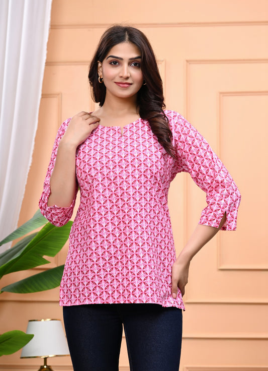 Women's Stylish Printed Top Pink