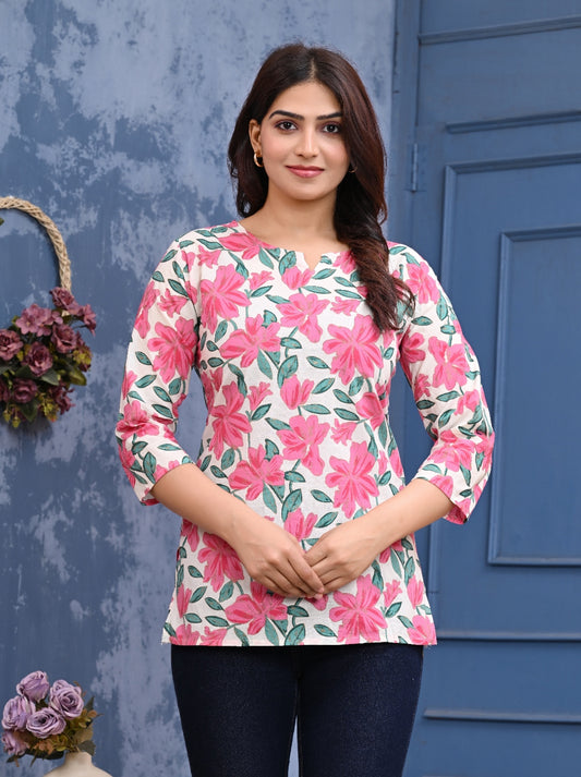 Women's Stylish Printed Top Pink