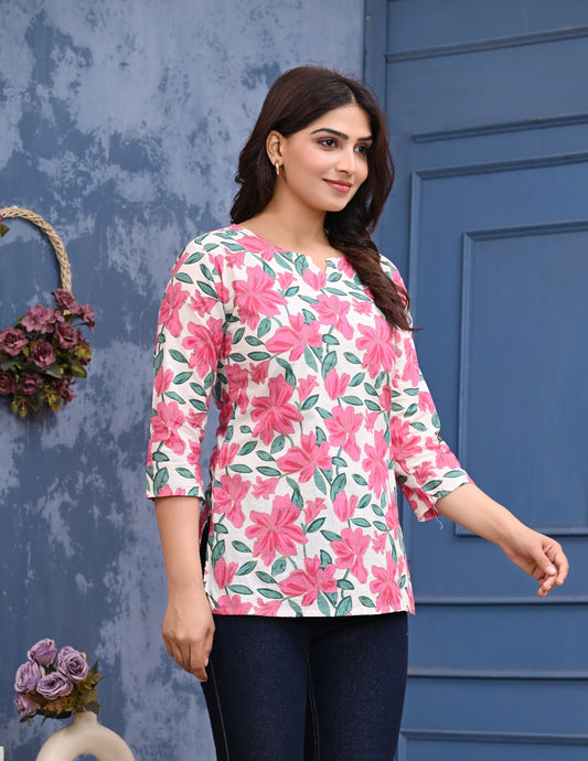 Women's Stylish Printed Top Pink