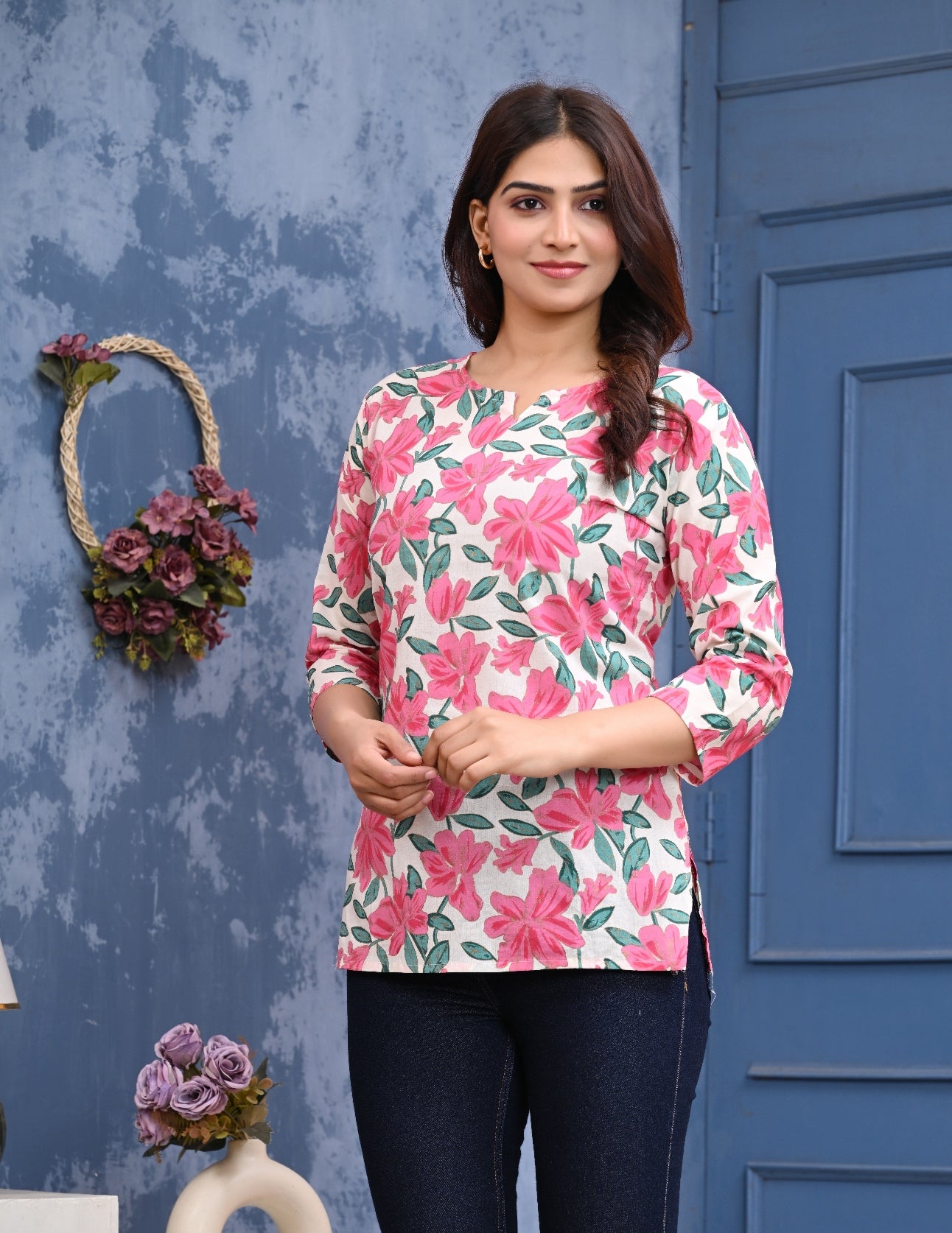 Women's Stylish Printed Top Pink