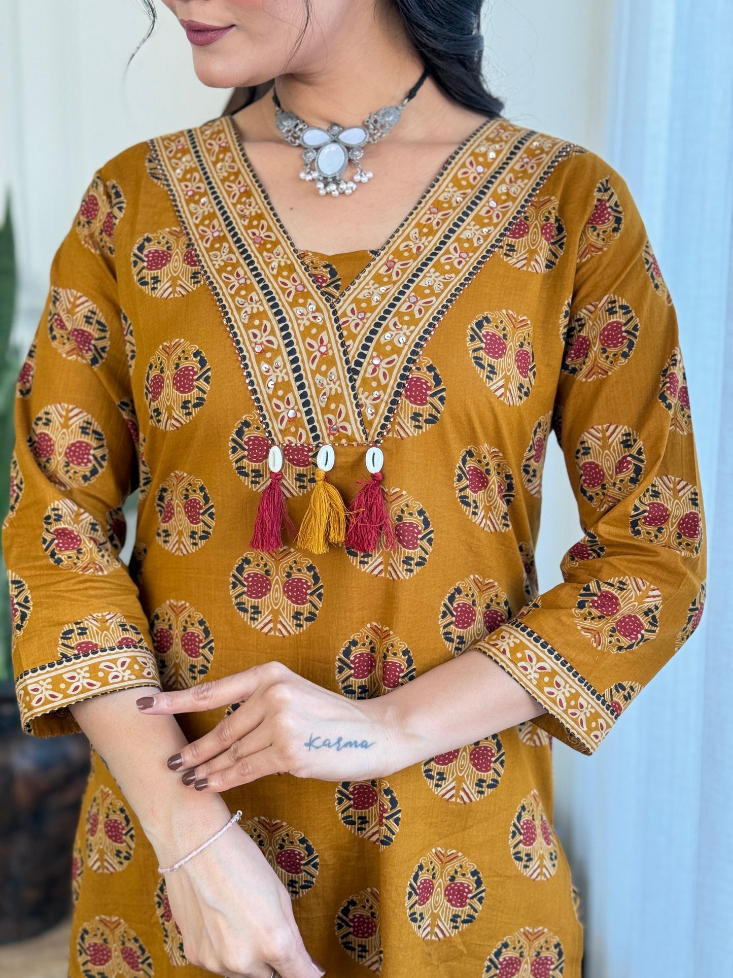 Women's Printed & Hand Embroidered Kurta Pant Dupatta Set