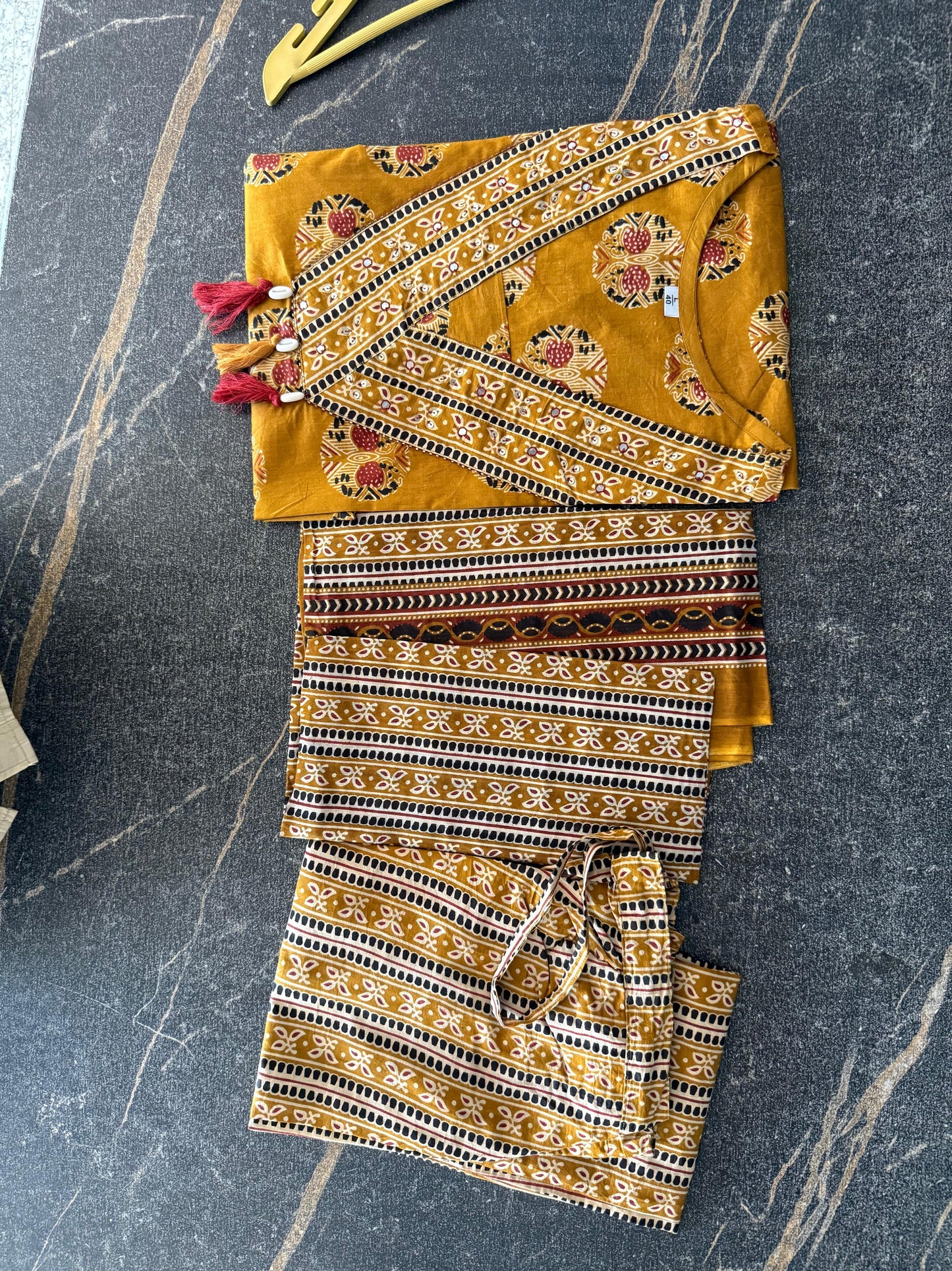 Women's Printed & Hand Embroidered Kurta Pant Dupatta Set