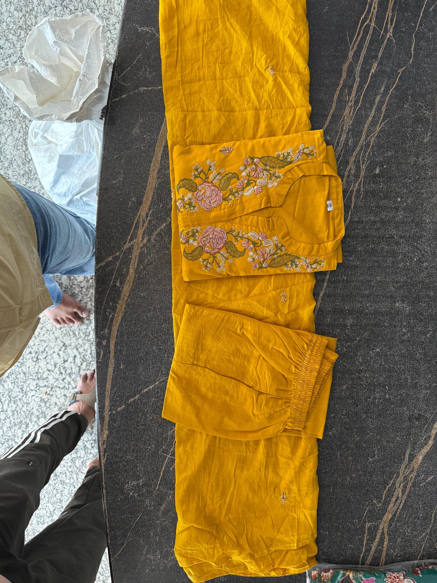 Sunshine Yellow Embroidered Cotton Kurta Set with Dupatta