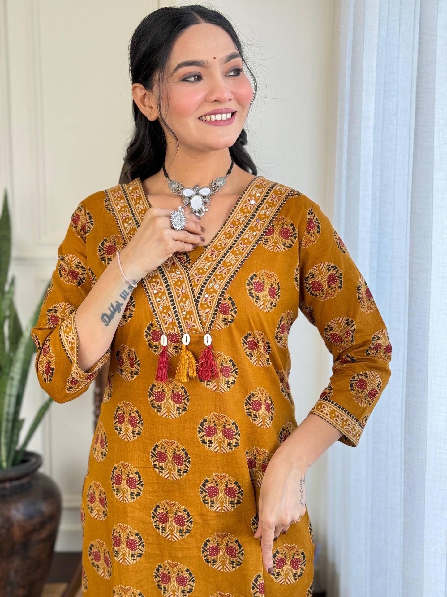 Women's Printed & Hand Embroidered Kurta Pant Dupatta Set