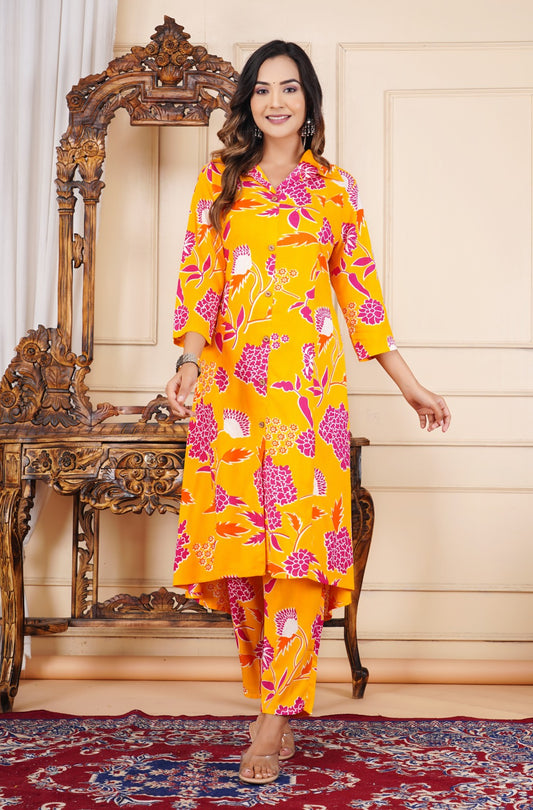 Vibrant Floral Printed Cotton Co-ord Set