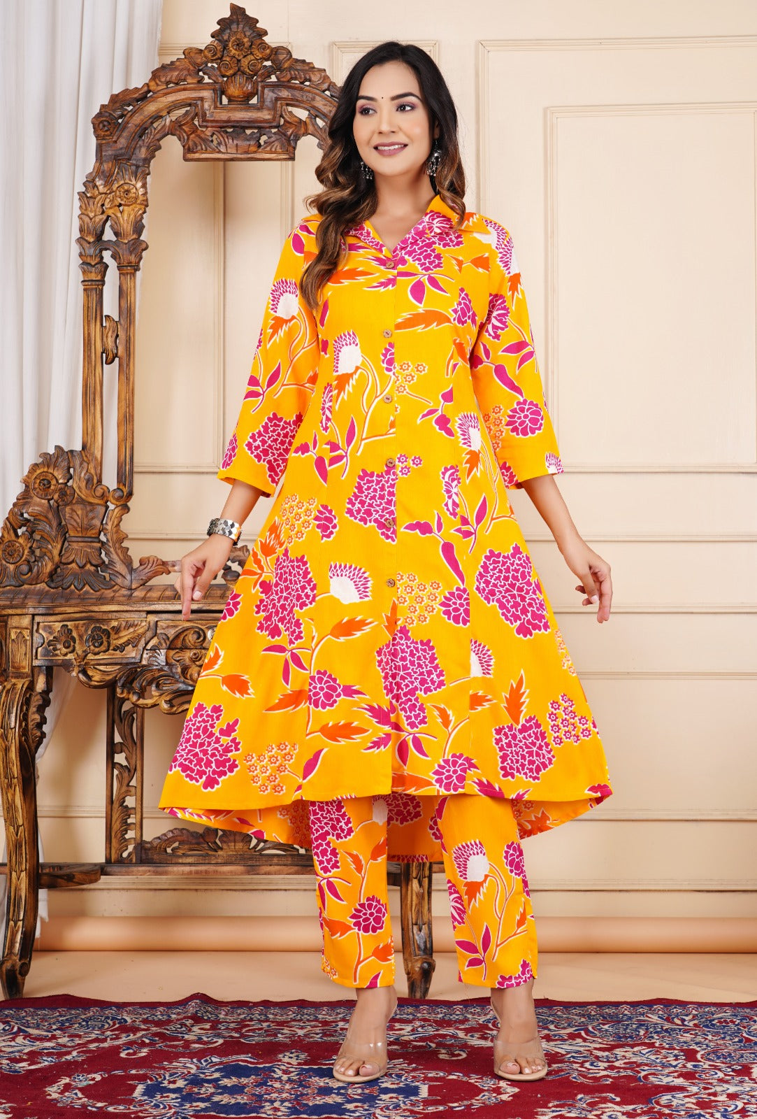 Vibrant Floral Printed Cotton Co-ord Set