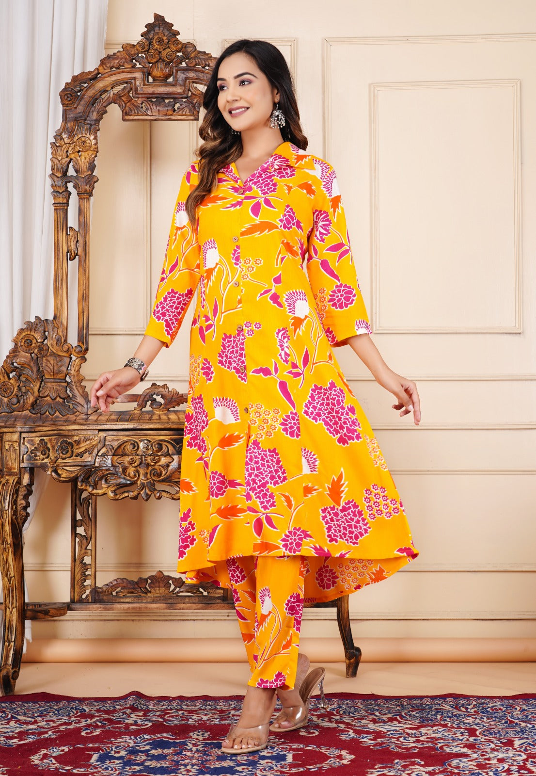 Vibrant Floral Printed Cotton Co-ord Set
