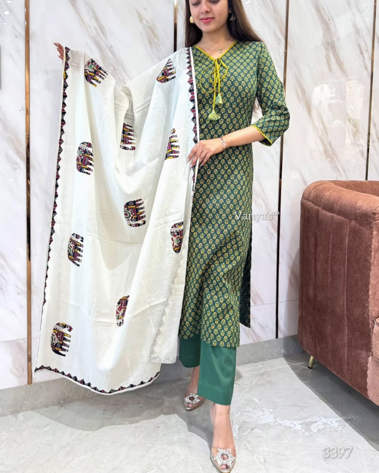 Ethnic Printed Kurta Set with Dupatta