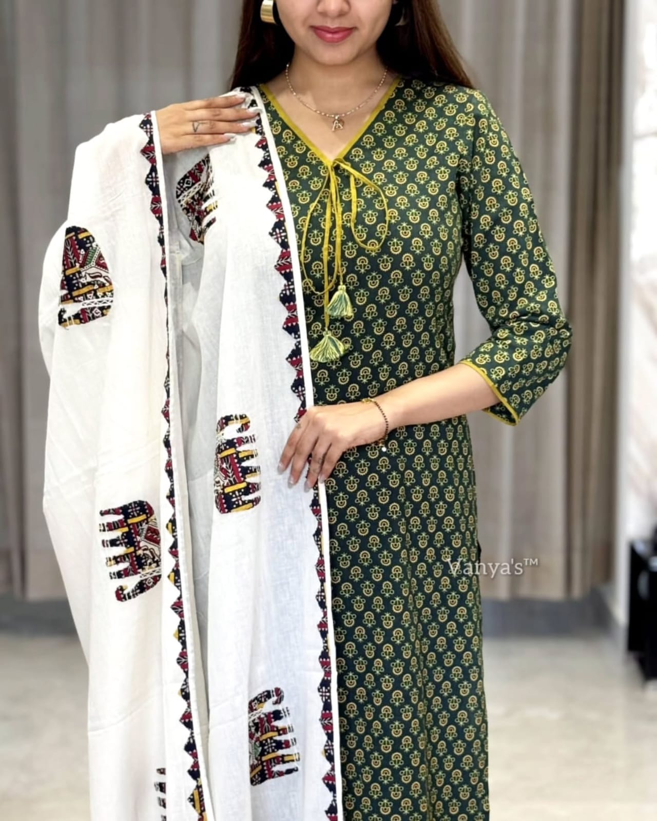 Ethnic Printed Kurta Set with Dupatta