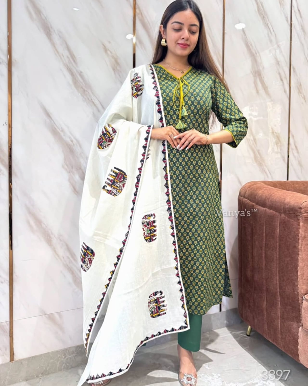 Ethnic Printed Kurta Set with Dupatta
