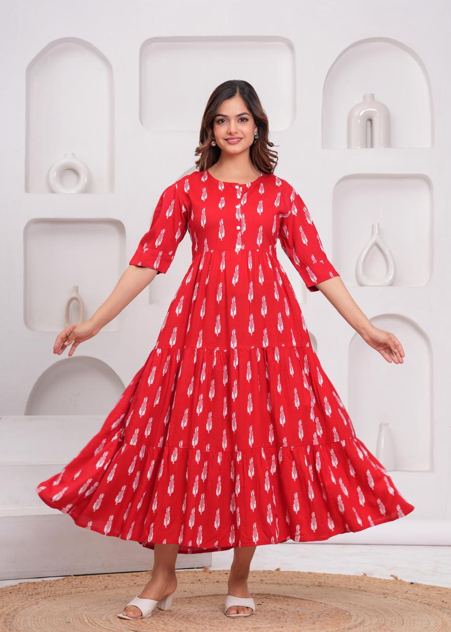 Radiant Red Tiered Maxi Dress