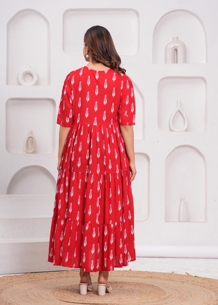 Radiant Red Tiered Maxi Dress
