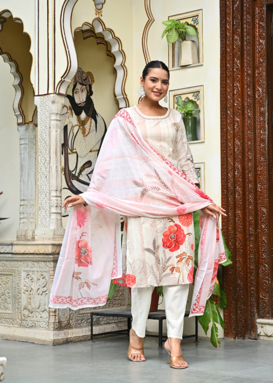 Elegant Floral Printed Suit Set