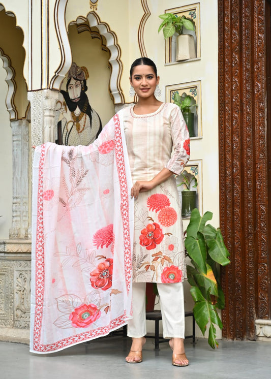 Elegant Floral Printed Suit Set