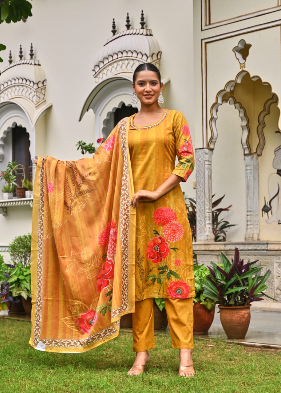 Elegant Floral Printed Suit Set