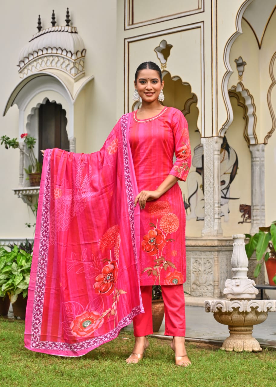 Elegant Floral Printed Suit Set