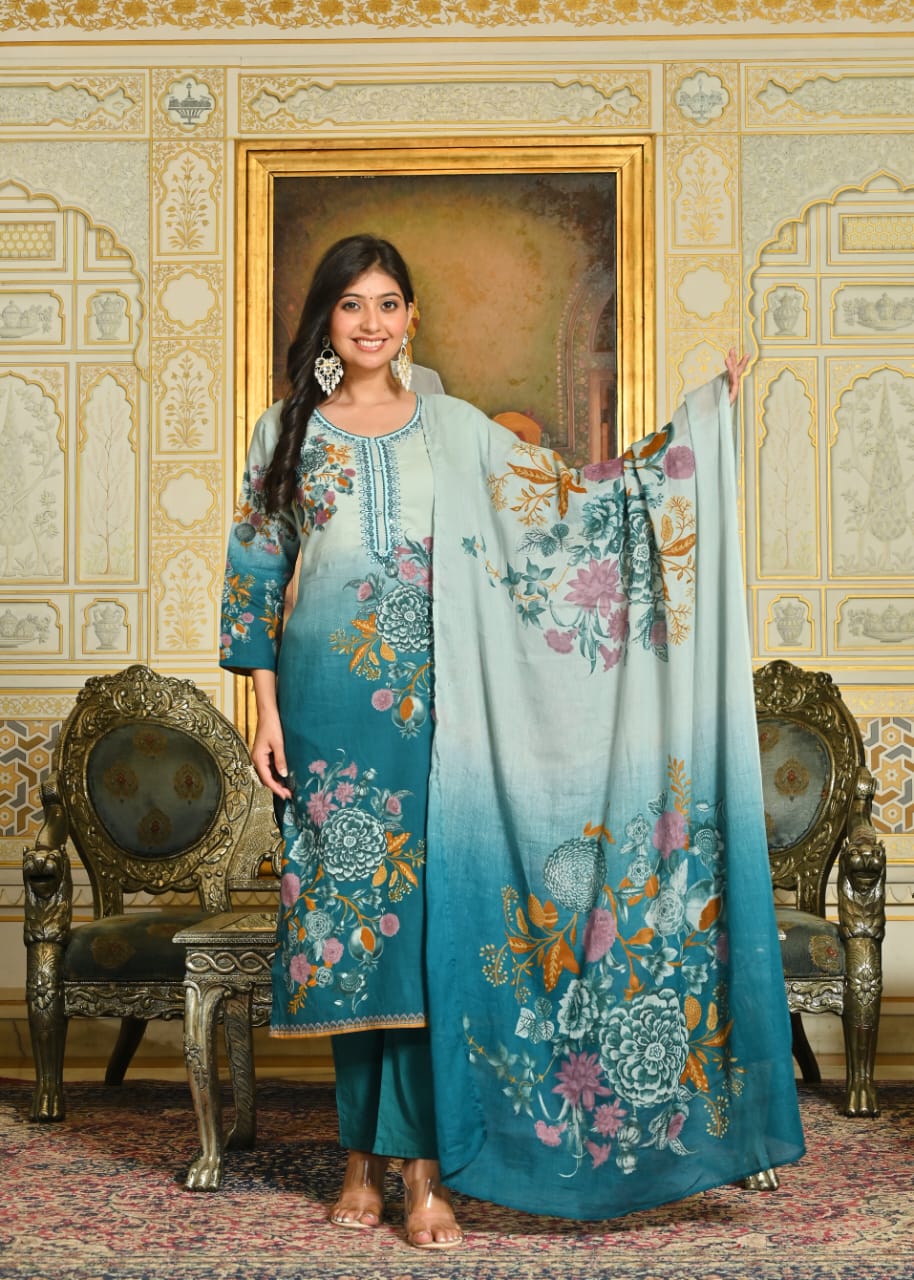 Elegant Floral Printed Suit Set