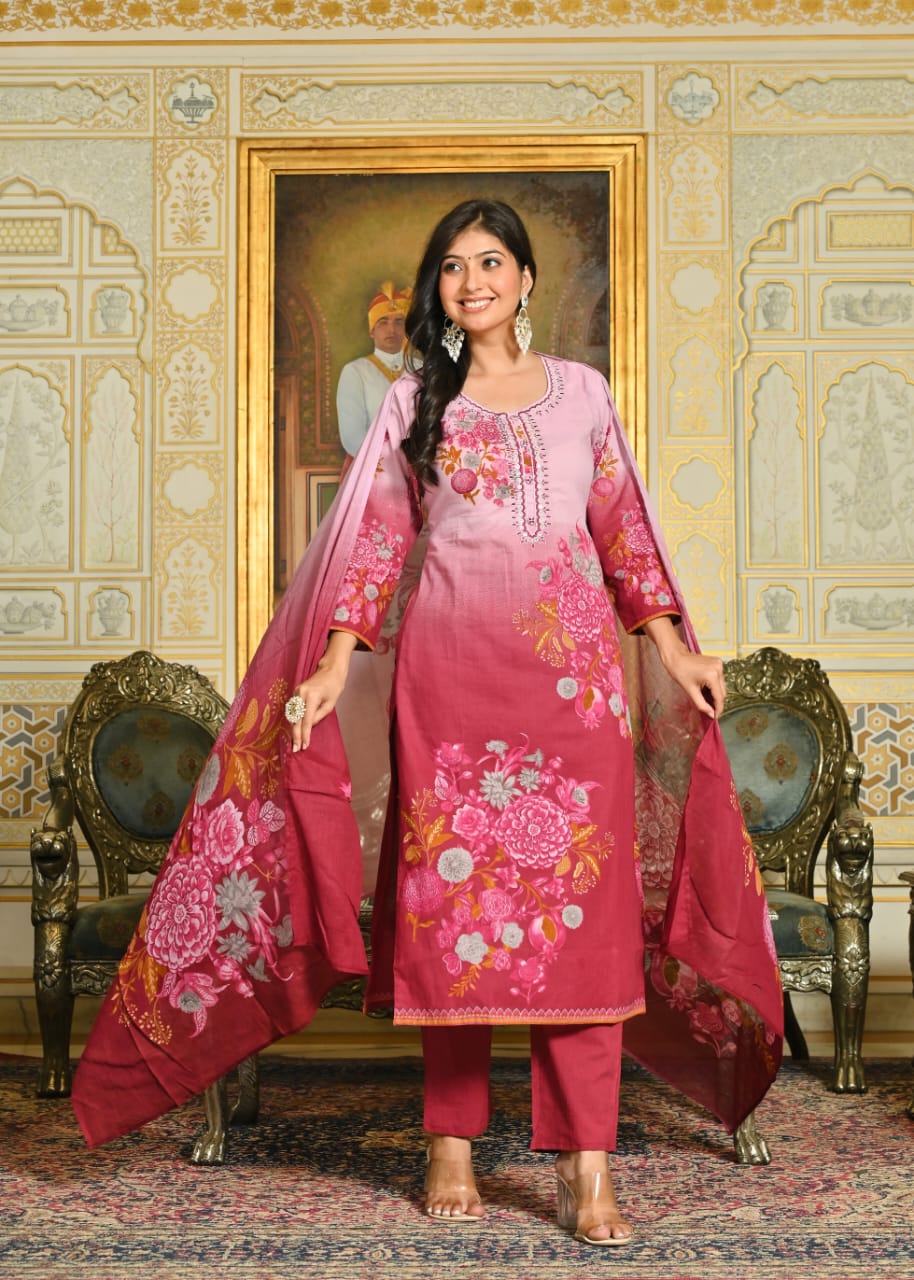 Elegant Floral Printed Suit Set