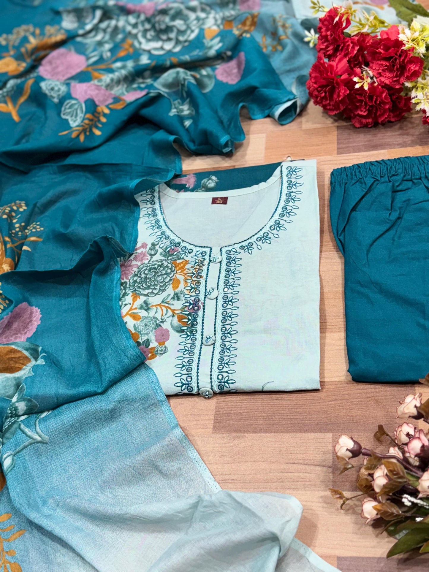 Elegant Floral Printed Suit Set