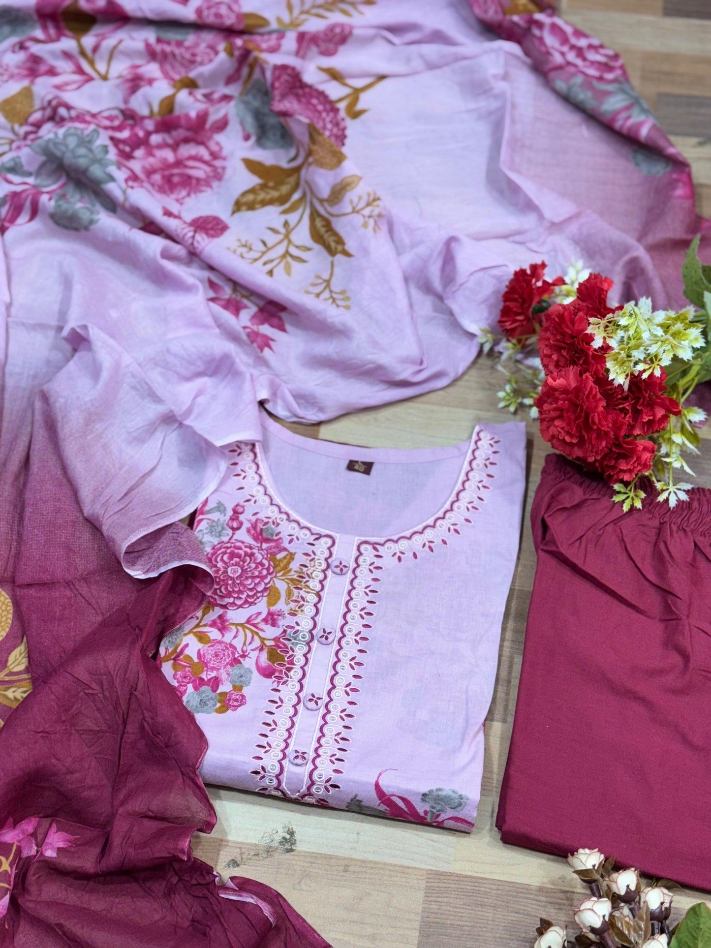 Elegant Floral Printed Suit Set